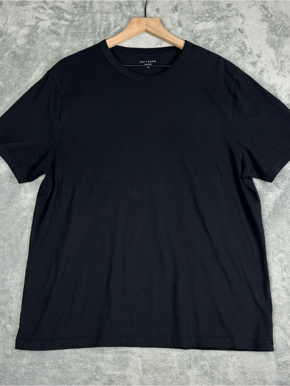 Mott & Bow Classic Crew Neck Driggs T-Shirt Mens XL Black Combed Cotton Comfort